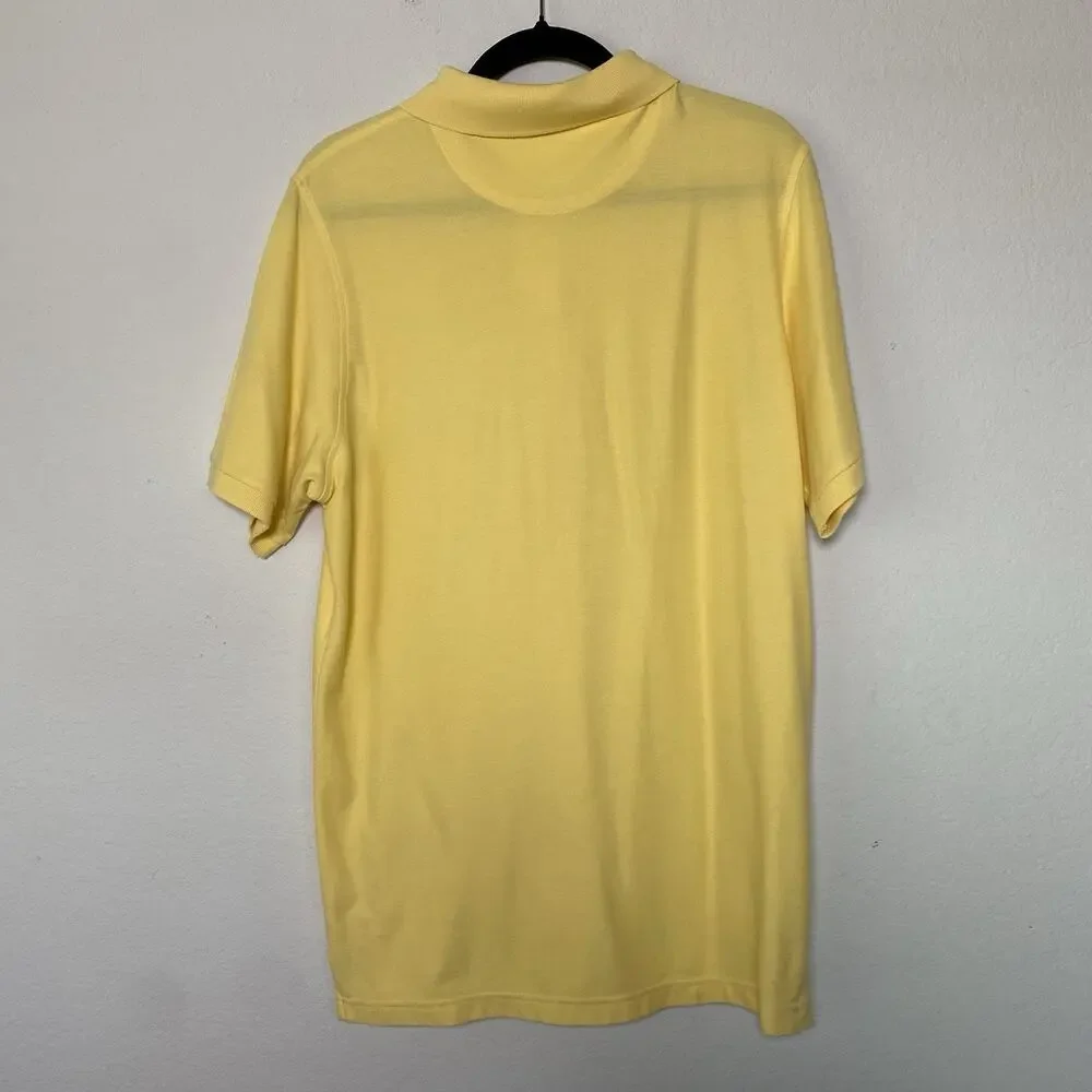 Club Room Mens 100% Pima Cotton Yellow Short Sleeve Polo Shirt Small Preppy Golf